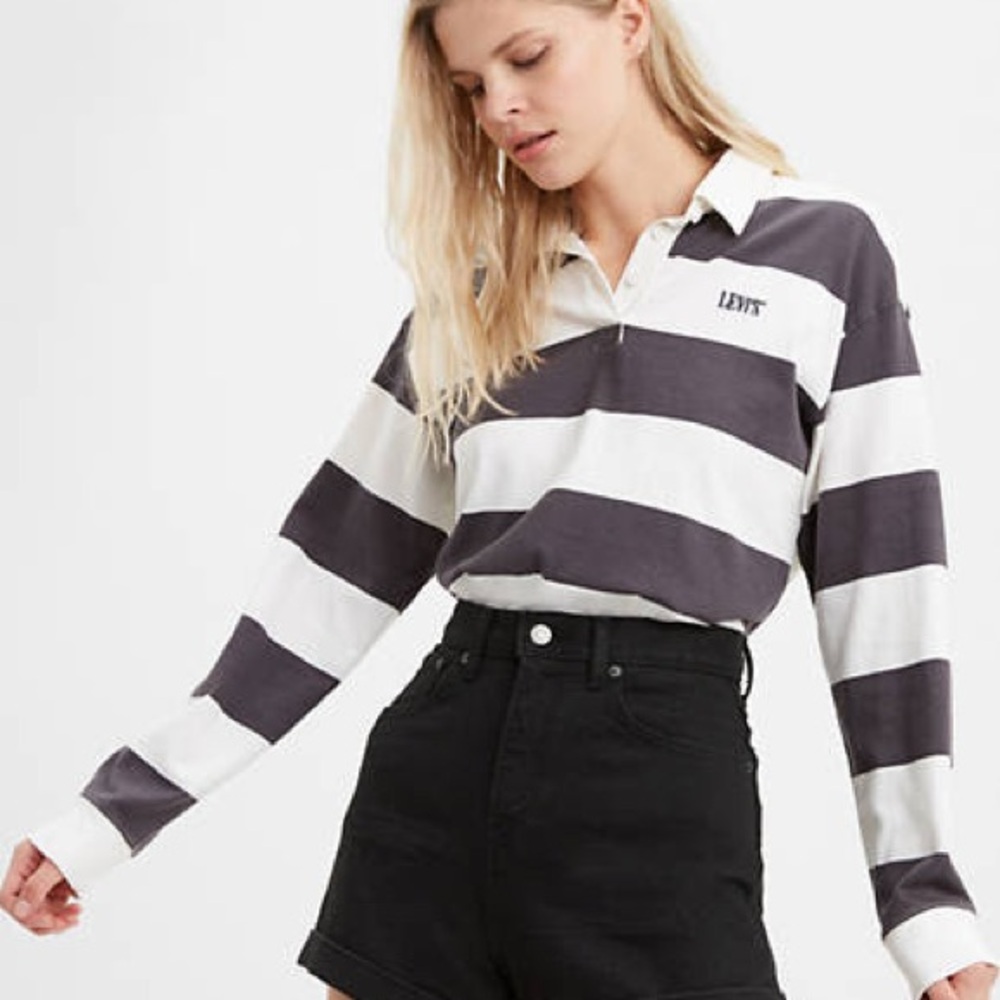 Levis Black Denim Mom Short